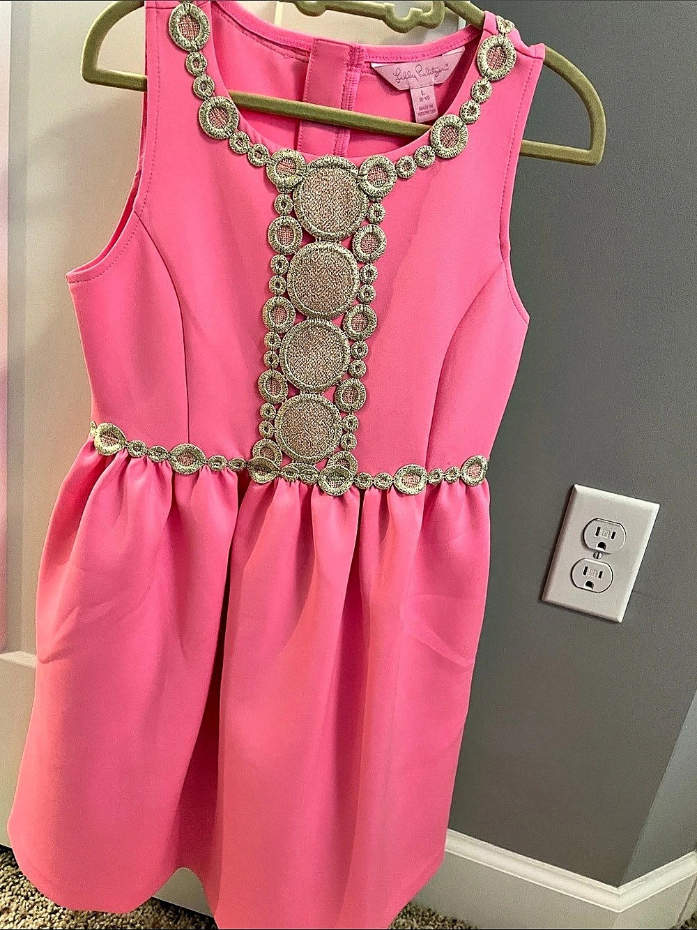 Lilly Pulitzer Girls Large Pink Embellished Dress Like New